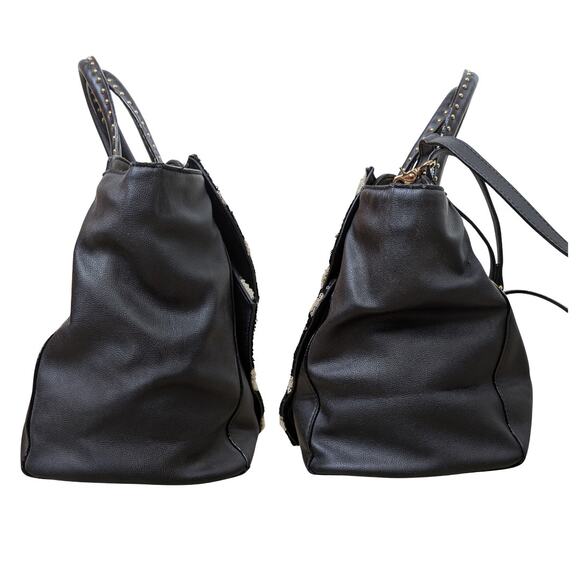 Betsey Johnson Sequin Polka Dot Bow Convertible Crossbody Satchel Bag Blk White - Picture 8 of 12